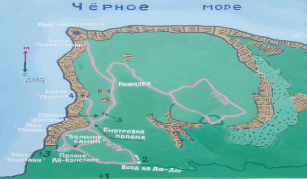 Схема троп на Аю-даг
